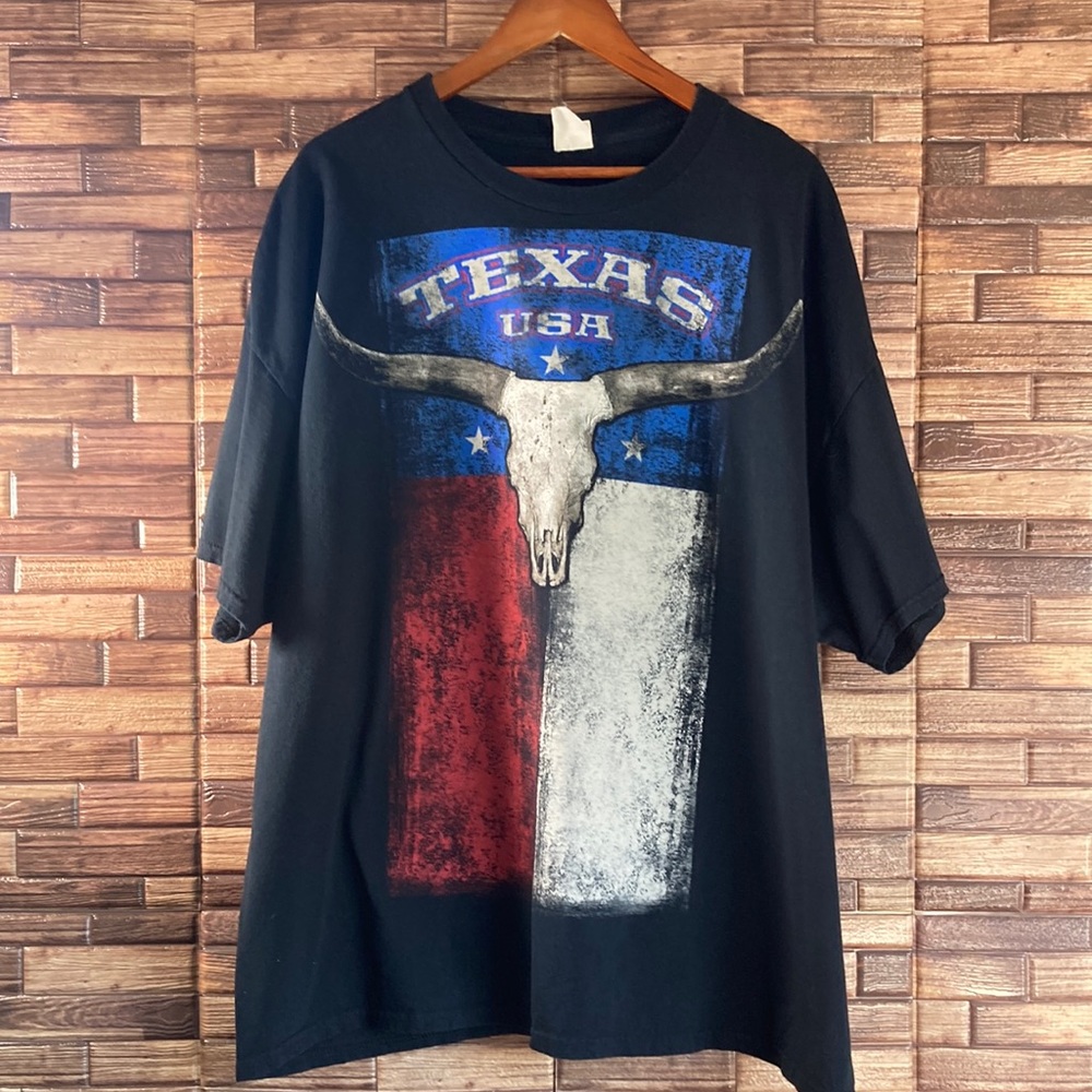 Mens 2XL Black Patriotic Texas T Shirt
